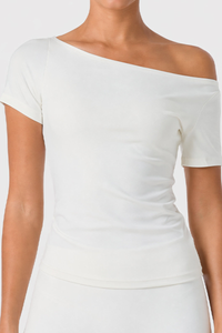 Women's Asymmetric Off‑Shoulder Short Sleeve Sports Top