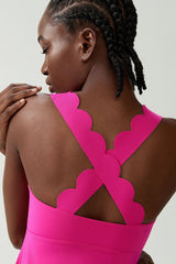 Women Wave-Trim Back-Cross Tennis Dress