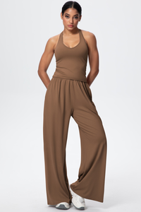Women’s Set: Halterneck Tank Top & Wide-Leg Pants