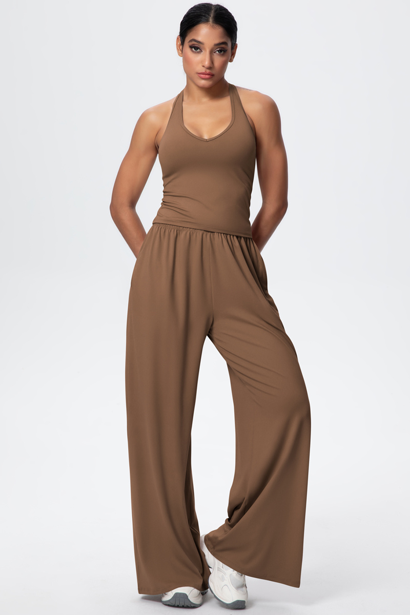 Women’s Set: Halterneck Tank Top & Wide-Leg Pants