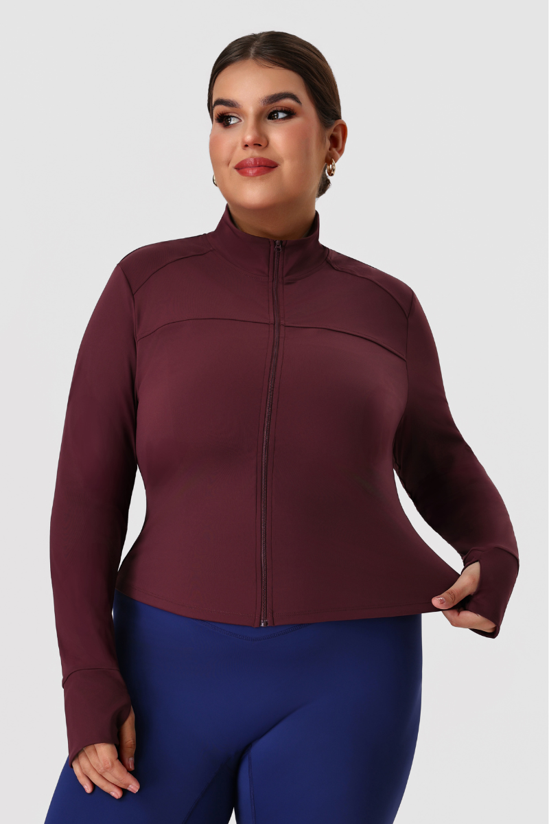 Plus Size Women's Fitted Zip-Up Yoga Jacket