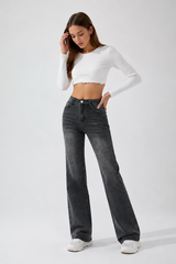 Women's Vintage Wash Stretch Straight Leg Jeans