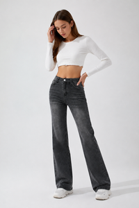 Women's Vintage Wash Stretch Straight Leg Jeans