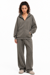 Women's Fall Vintage Cotton Set:Hooded Jacket And Sweatpants