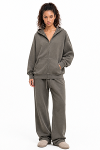 Women's Fall Vintage Cotton Set:Hooded Jacket And Sweatpants