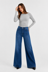 Women's Fall High Waist Wide Leg Flare Jeans