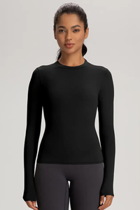 Women High-Stretch Round-Neck Workout Long Sleeve Top