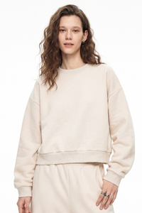 Women's Fall Heavyweight Fleece Cropped Crew Neck Sweatshirt