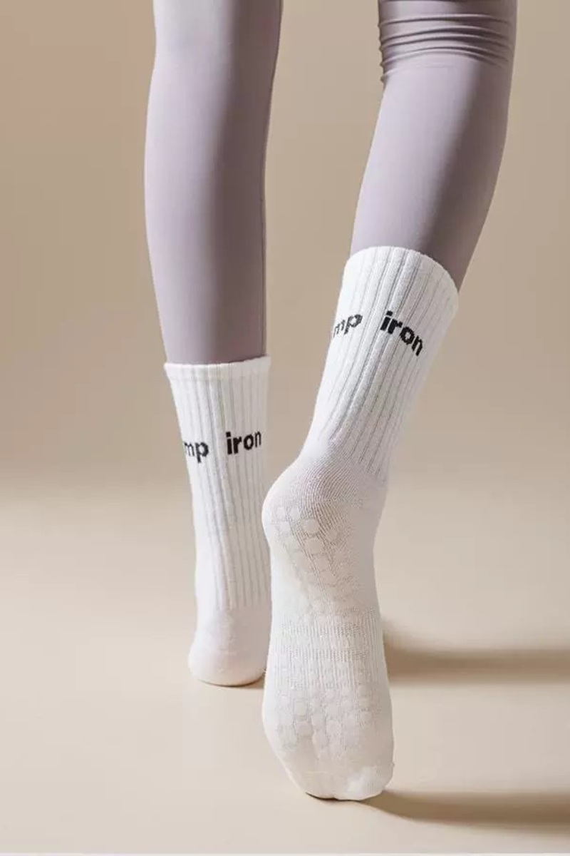Women's Silicone Anti-Slip Yoga Crew Cotton Yoga Socks