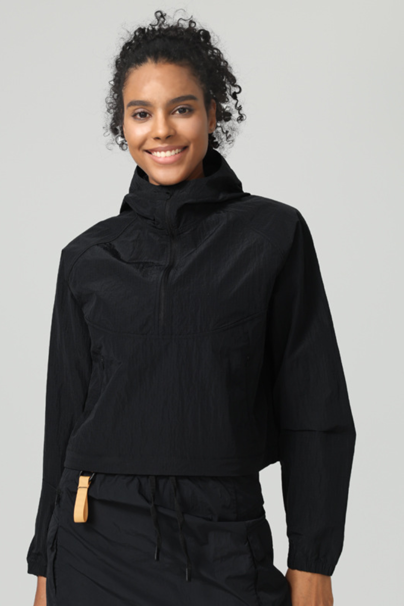 Women's Spring Lightweight Half Zipper Waterproof Hoodie