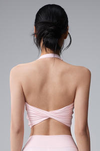 Women's Halterneck Twist Back Yoga Sports Bra