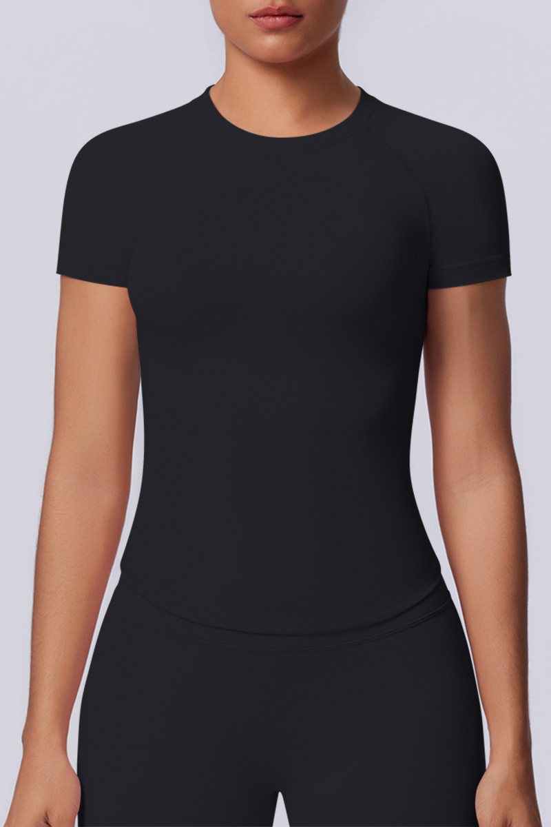 Women's Summer Seamless Solid High Stretch Breathable Tee