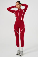 Women's Seamless Color-Block Jacket & Yoga Legging Two-Piece Set