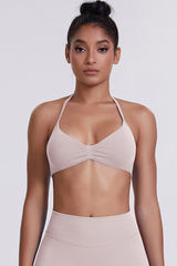 Women's Seamless Pleated Halterneck Sports Bra