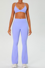 Women's Set:Cross Back Triangle Cup Bra & Flared Pants