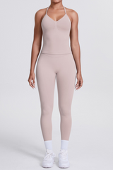 High-Waist Seamless Yoga Set - Halter Neck, Quick-Dry Fitness Outfit