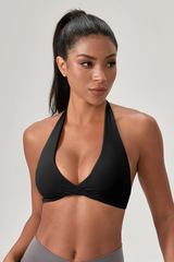 Women’s Twist-Front Halter Backless Sports Bra