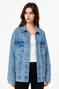 Women's Fall Oversized Drop Shoulder Denim Jacket