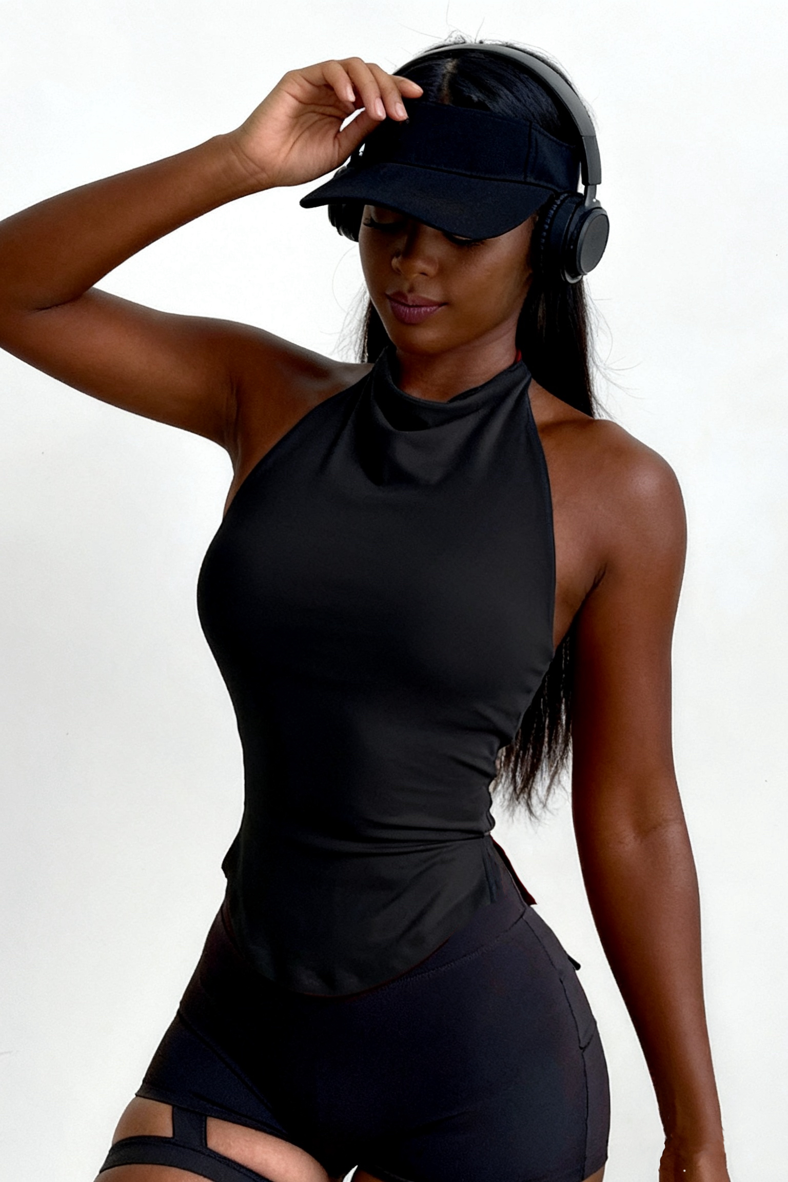 Women's backless sleeveless TankTop with chest pads