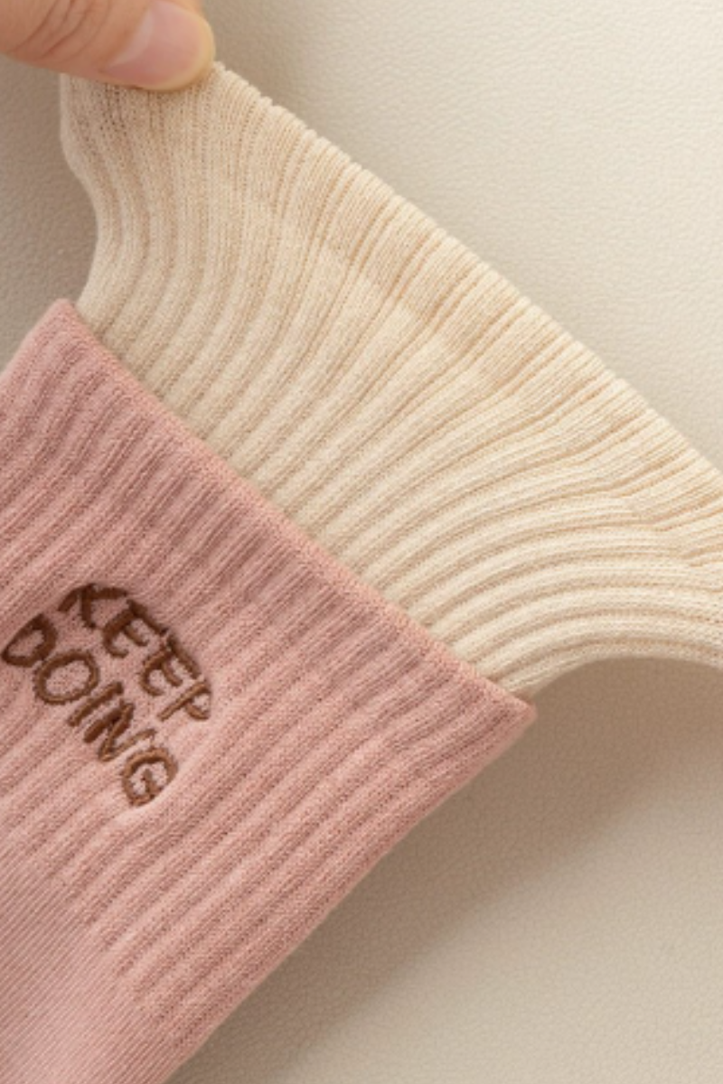 Women's Ribbed Cuff Color-Block Cuff Five-Toe Yoga Socks