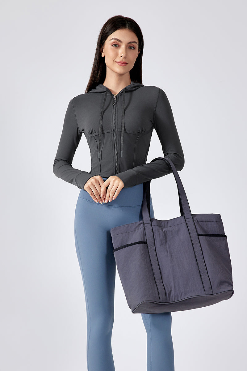 Women Hooded Drawstring Short Slim Outdoor Sports Fitness Yoga Jacket