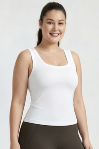 Plus Size Women's U Neck Wide Strap Fitted Yoga Tank Top