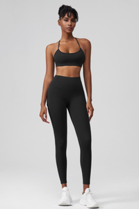 Women's Set:Cross Back Bra& Cargo Pocket Sports Leggings