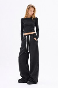 Women's Fall Drawstring Waist Wide Leg Jeans