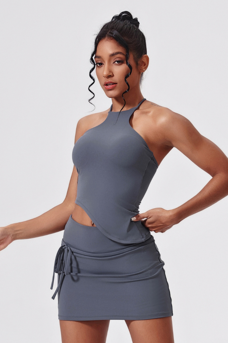 Women's Summer  Asymmetric Tank And Skirt Tennis Sets
