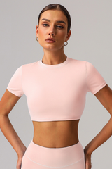 Women's Cropped Crew Neck Short Sleeve T-Shirt