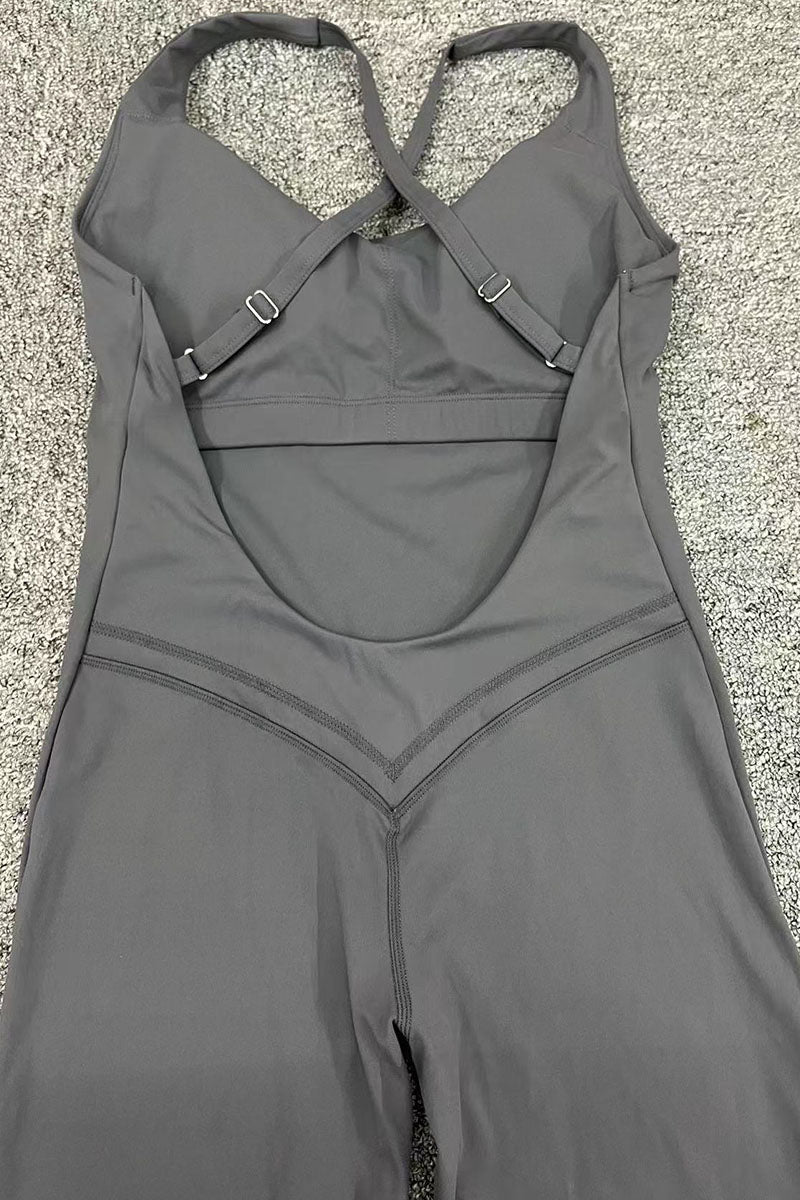 Women Cross Back Adjustable Straps Hip Lifting Exercise Yoga Bodysuit
