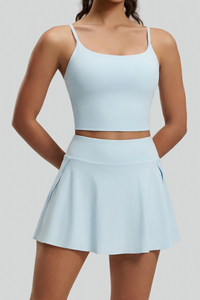 Women's Criss‑Cross Back Cami Top & Skort Yoga Set