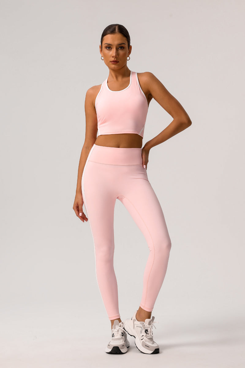 Trimmed sports bra & yoga leggings 2-piece set
