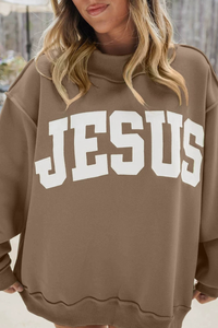 Women's Fall Applique Logo Oversized Mock Neck Sweatshirt