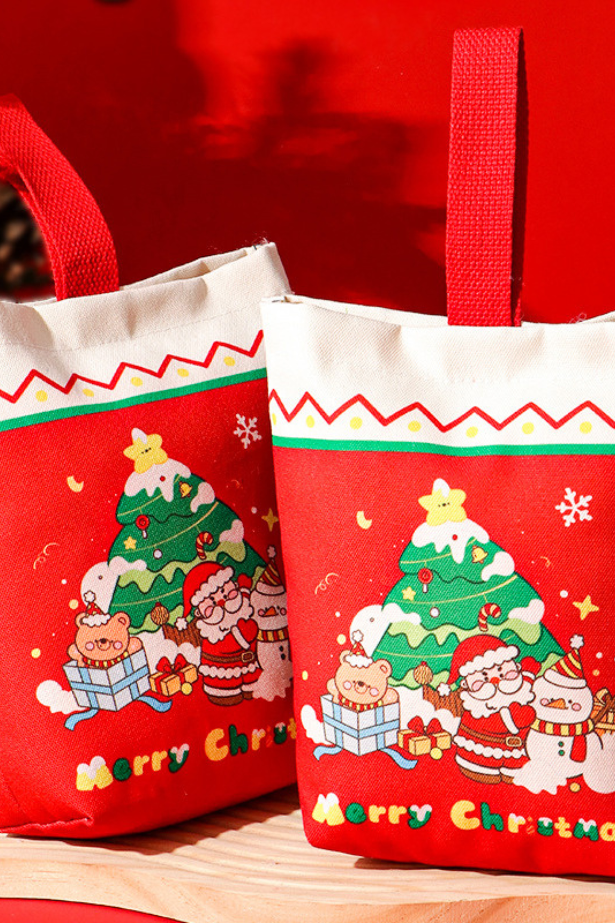 Christmas Canvas Gift Bag For Xmas Eve Apple Candy Wrapping