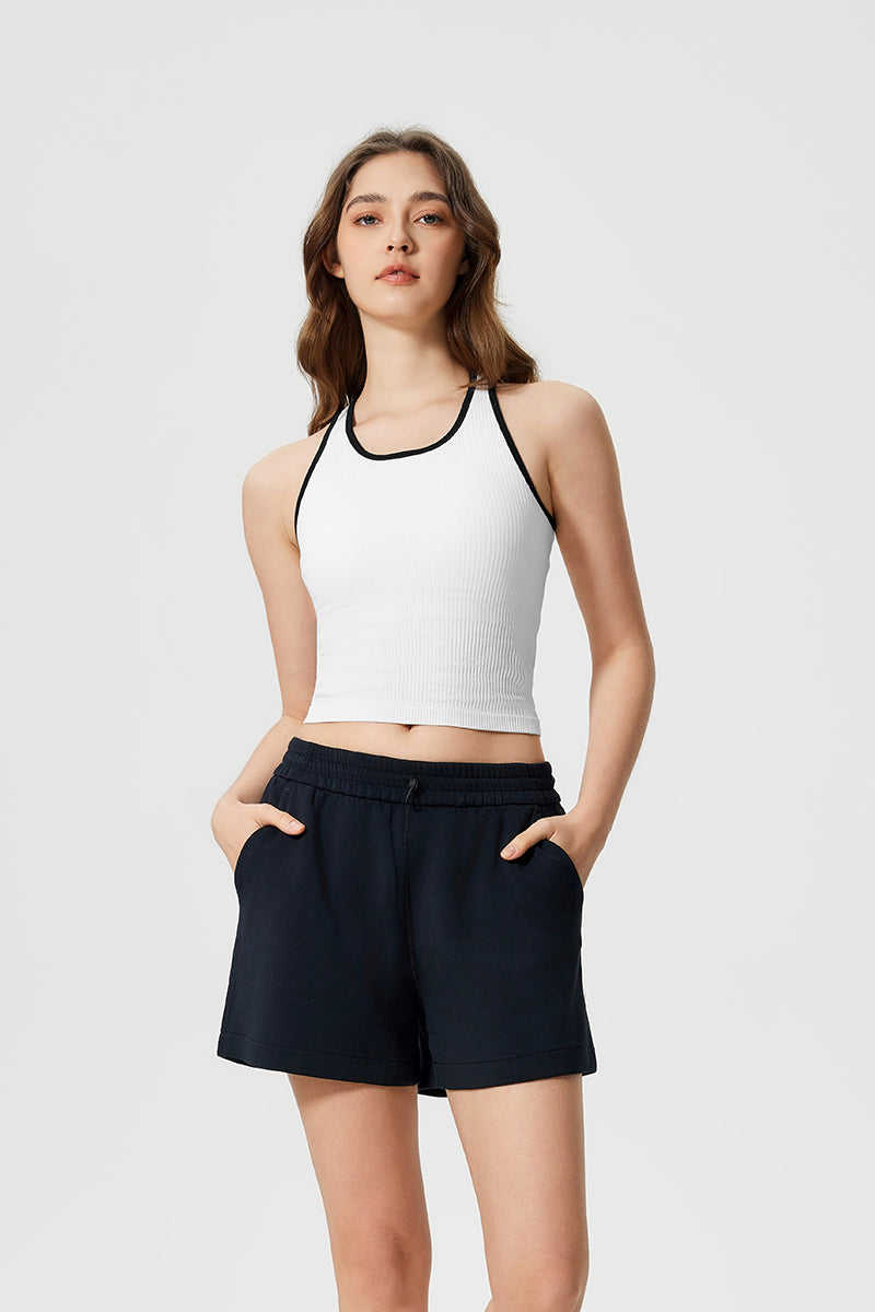 Women Sleeveless With Chest Pad Shock Slim Thin Yoga Fitness Exercise Tank Tops
