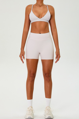 Women's Set:Cross Back Triangle Cup Bra & High-waist Shorts