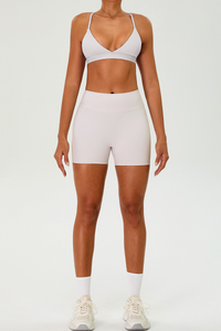 Women's Set:Cross Back Triangle Cup Bra & High-waist Shorts