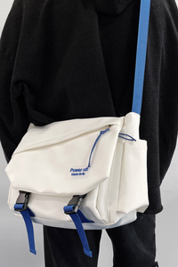 Unisex Streetwear Nylon Color-Block Flap Crossbody Bag