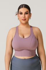 Plus Size Women's Cut-Out Sports Bra with Back Hook