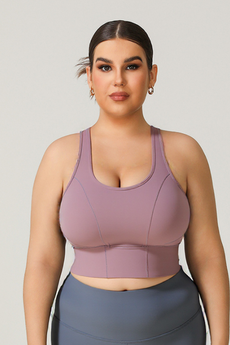 Plus Size Women's Cut-Out Sports Bra with Back Hook