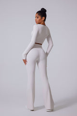 Women'S Brushed Tight Yoga Suit Set With Long Sleeves + Long Pants