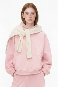 Women's Fall 100% Cotton Kangaroo Pocket Washed Hoodies