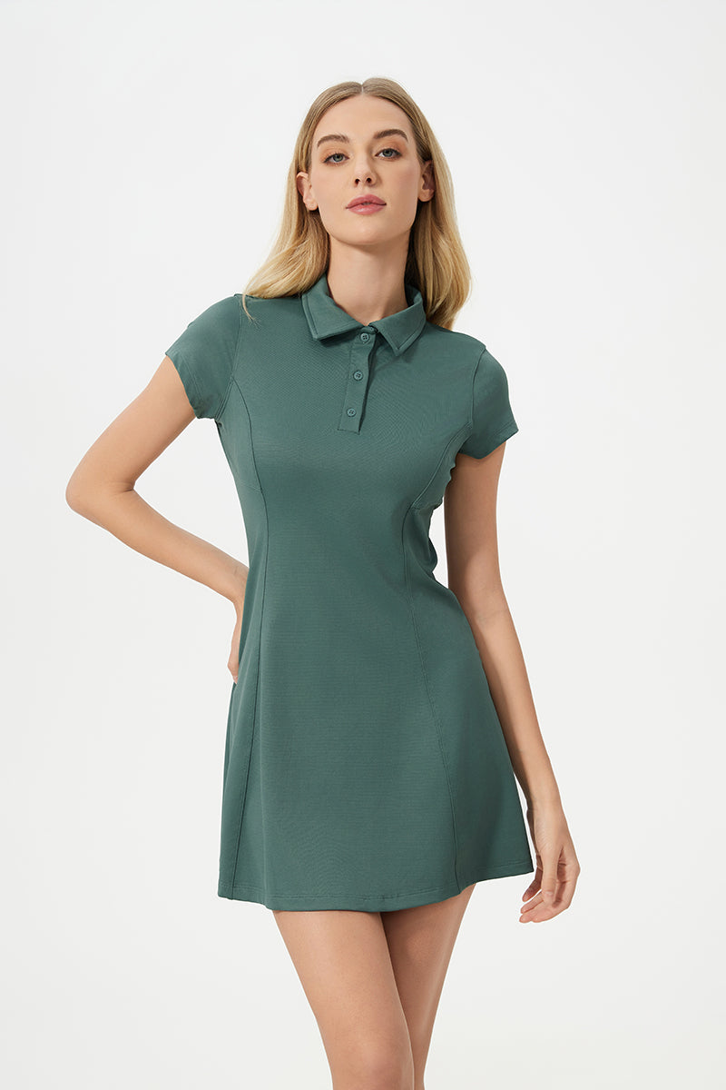Women Mid-Length Waist Thin Ice Breathable Tennis Sports Yoga Short-Sleeved Dresses