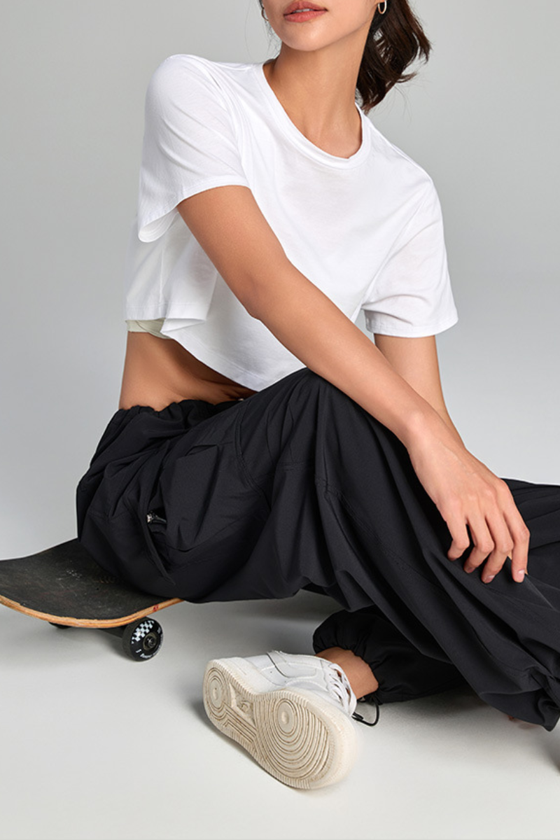 Women's Summer 100% Cotton Cooling Cropped Casual T-shirt