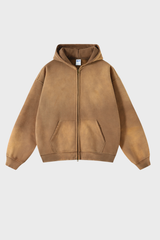 Unisex 360G Heavyweight Washed Distressed Hooded Jacket