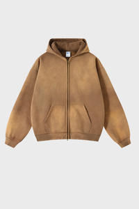 Unisex 360G Heavyweight Washed Distressed Hooded Jacket