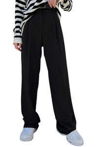 Loose, straight-cut, long trousers or suit pants