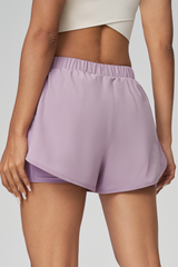 Women's Quick-Dry Faux Two-Piece Athletic Shorts with Slit Pockets