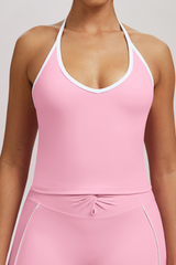 Women's Athletic Halterneck Color Block SeamlessTank Top